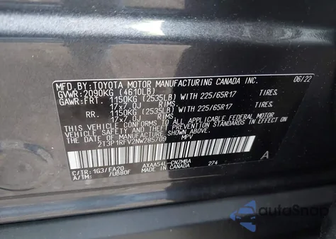2022 Toyota Rav4 Xle from USA, damaged, VIN 2T3P1RFV2NW285709